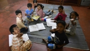 Children engage in various learning activities at an anganwadi centre at Shivaji Nagar, in Bengaluru on November 17, 2025. | Photo Credit: ALLEN EGENUSE J.